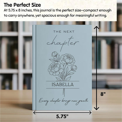 Personalized The Next Chapter Journal, Custom Name Flower Notebook, Graduation Keepsake Gift 684744