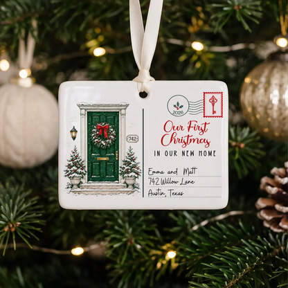 First Christmas in Our New Home Ceramic Ornament 2026, Personalized Name & Address Christmas Ornament 686777 WFD