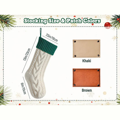 Personalized Christmas Stocking with Engraved Leather Name Patch, Custom Family Dog Pet Stocking Gift 685979 WFD