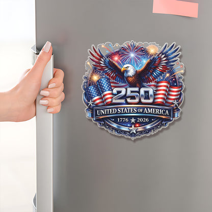 USA 250 Years Anniversary Fridge Magnet | Patriotic Eagle 1776–2026 Magnet | 4th of July Fridge Magnet 684222