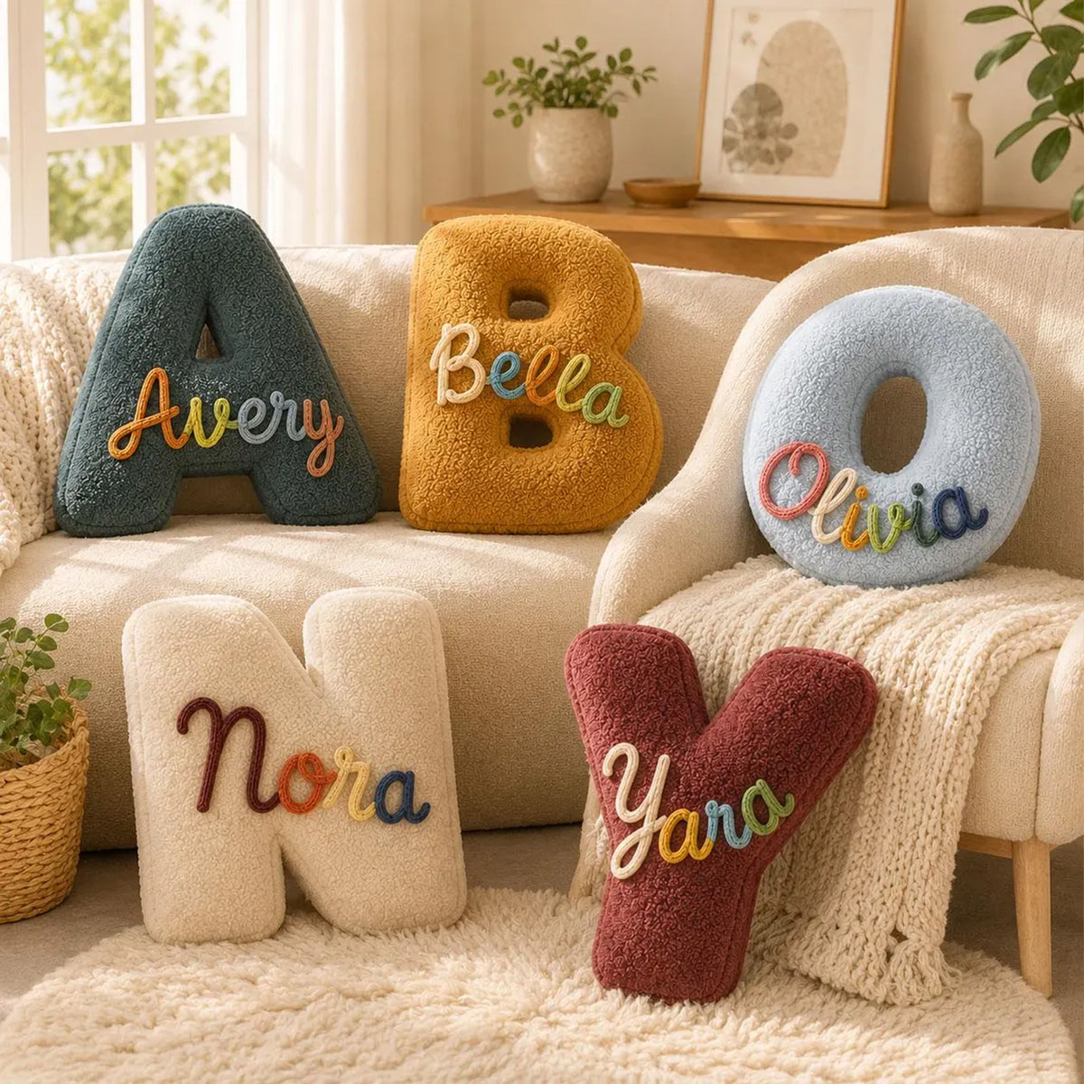 Personalized Letter Pillow, Custom Name Alphabet Cushion, Kids Nursery Room Decor, Birthday Gift 686352 WFD