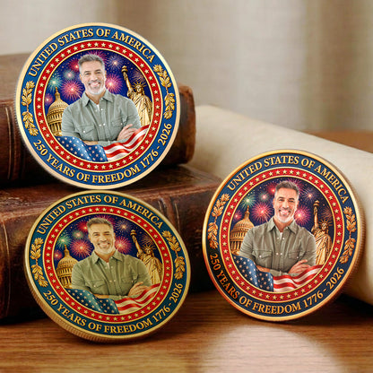 Custom Photo 250 Years Commemorative Coin, Personalized Patriotic USA Challenge Coin 685013