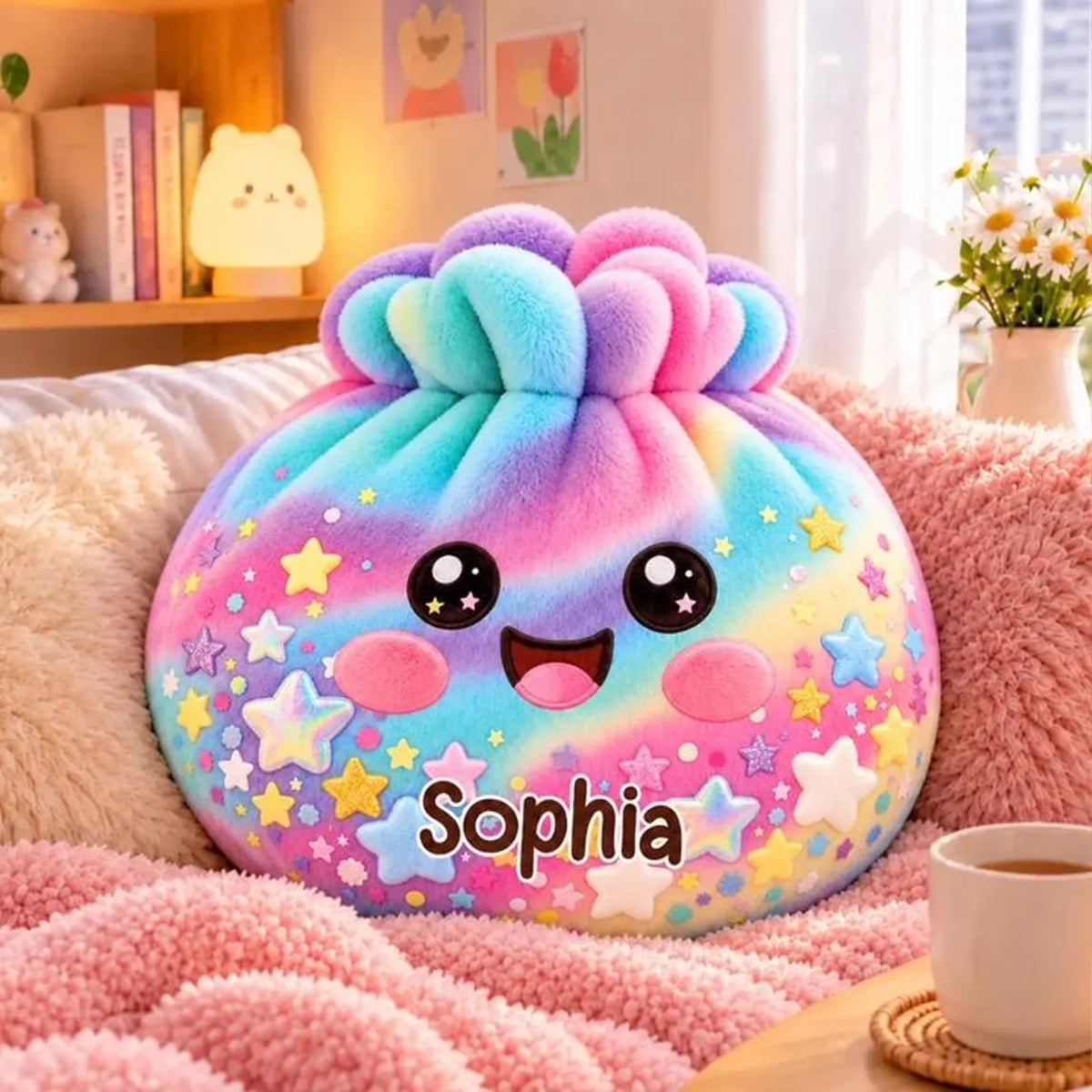 Personalized Starry Dumpling Pillow, Custom Name Squishy Plush Cushion, Christmas Gift for Kids 686905 WFD
