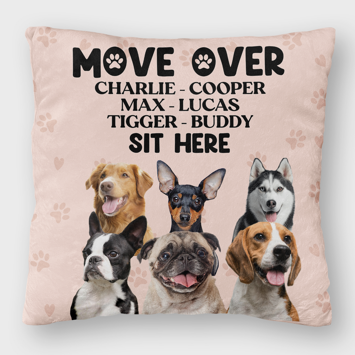 Custom Dog Photo Move Over Sit Here Pillow | Personalized Dog Cat Pet Photo Pillow | Gift for Dog Lovers 683622