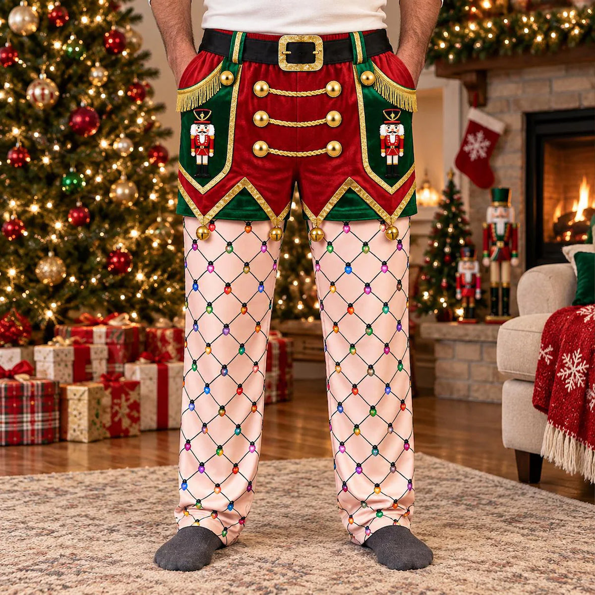 Funny Christmas Pajama Pants for Men, Elf Gingerbread Christmas Lounge Pants, Funny Gift for Him 686591 WFD