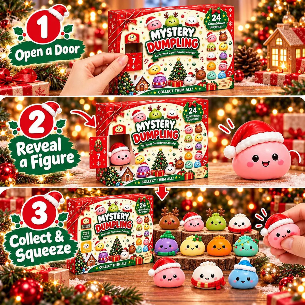 Christmas Dumpling Advent Calendar 2026, 24 Days Mystery Squishy Toys Countdown, Kawaii Christmas Gift 686655 WFD