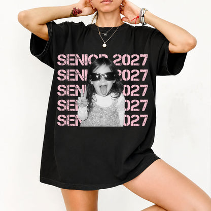 Personalized Senior 2027 Photo Shirt, Custom Class of 2027 Graduation Tee, Senior Portrait Keepsake Gift 685685