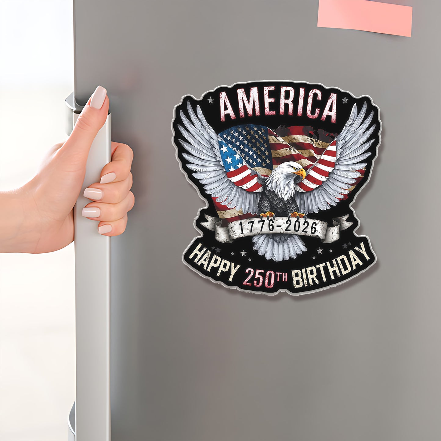 USA 250 Years Anniversary Fridge Magnet, Retro Eagle 1776–2026 Magnet, Patriotic 4th of July Fridge Magnet 684209