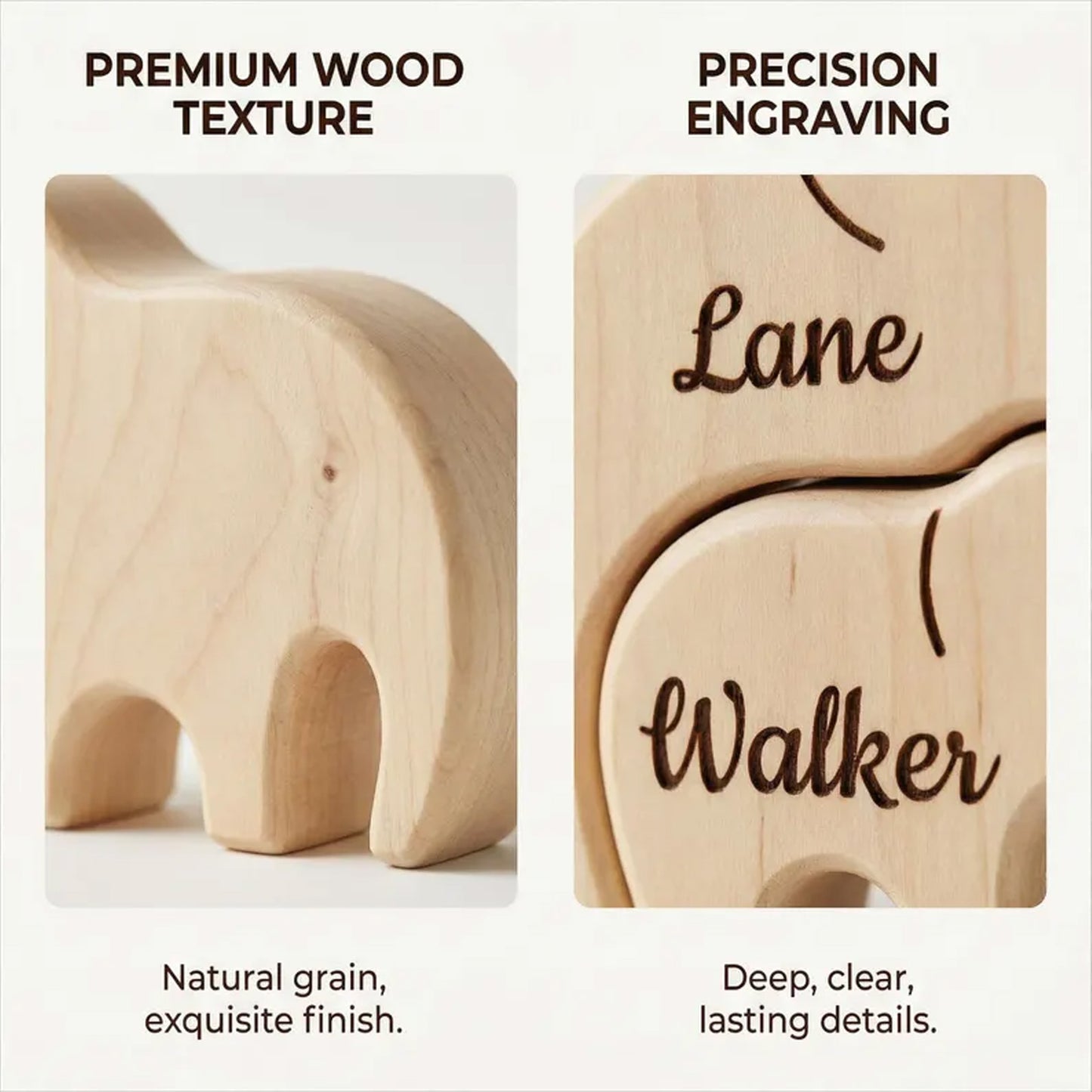 Personalized Elephant Family Wooden Puzzle, Custom Name Wood Animal Figurine, Family Keepsake Gift 684797