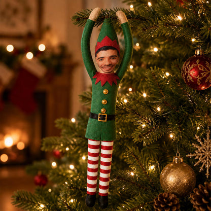 Personalized Photo Face Poseable Christmas Elf Doll, Custom Mini Plush Elf with Optional Cube Toy 686693 WFD