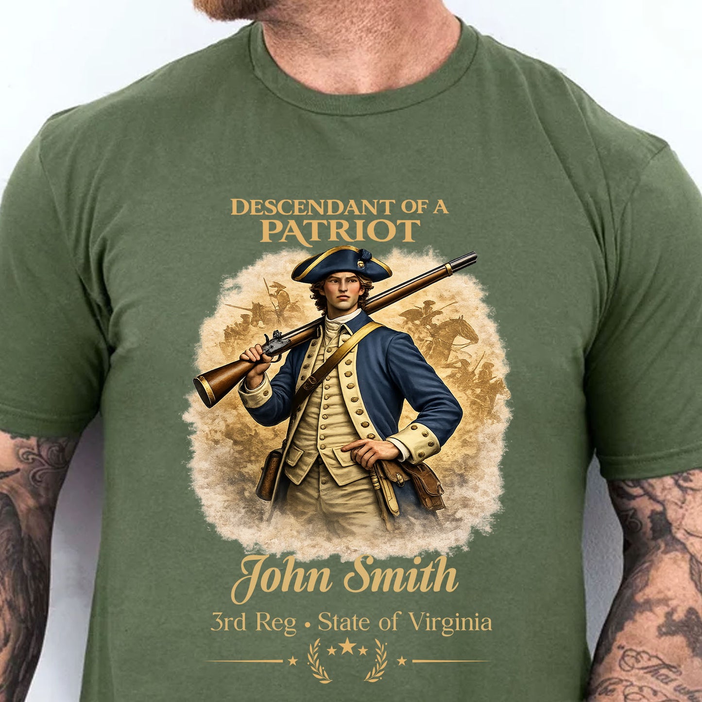 Personalized Descendant of a Patriot Dark Shirt, Custom Name 250 Years 1776–2026 Patriotic Tee 684701