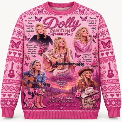 Dolly Parton Memorial Ugly Sweater, In Loving Memory Country Music AOP Christmas Sweater, Dolly Fan Gift 686266 WFD