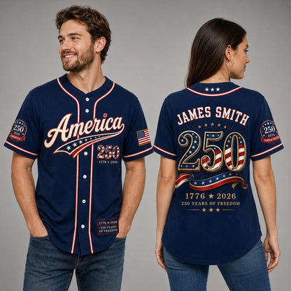 Custom 250 Years Anniversary USA Baseball Jersey, Personalized Name Patriotic Shirt, America 1776-2026 Jersey 685249 WFD
