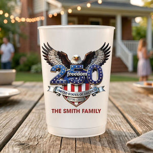 Personalized USA 250 Years Frosted Cups, Freedom Eagle 1776–2026 Party Cups, Custom Family Name Cups 684885
