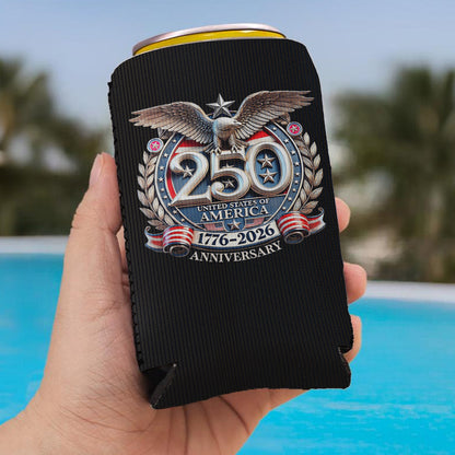 Freedom 250 Years of America Can Cooler | Patriotic 4th of July 1776–2026 Eagle US Can Sleeve 684551