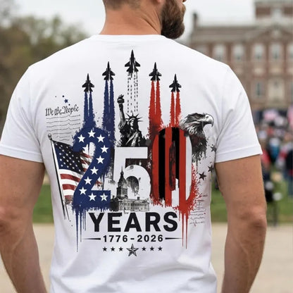USA 250 Years Anniversary Backside Shirt, Patriotic Jet Fighter Tee, 1776-2026 4th of July Shirt 685156 WFD