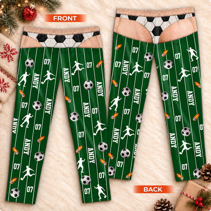 Personalized Sports Pajama Pants for Men, Custom Name & Number Funny Fake Underwear Lounge Pants 686601 WFD