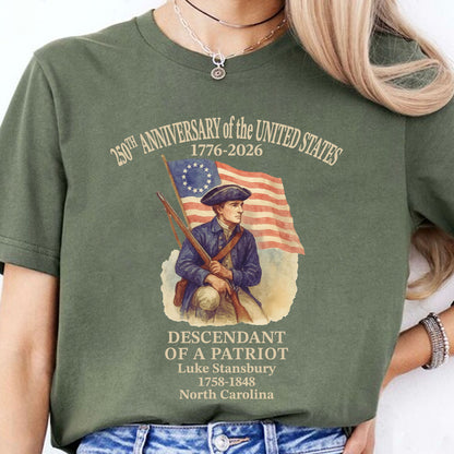 Custom Name 250 Years of America Shirt | Personalized Descendant of a Patriot | Patriotic 1776–2026 Tee 684228