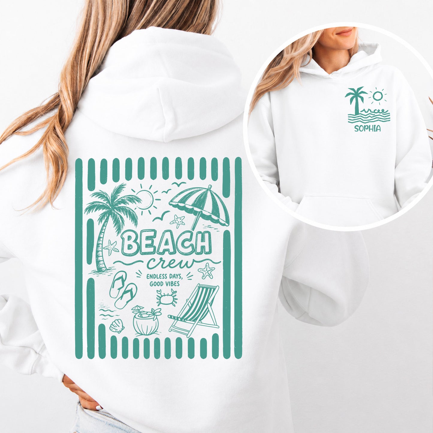 Custom Beach Vacation Pocket & Back Shirt, Personalized Beach Crew Tee, Summer Trip Tee 685503
