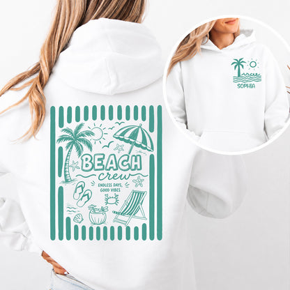 Custom Beach Vacation Pocket & Back Shirt, Personalized Beach Crew Tee, Summer Trip Tee 685503