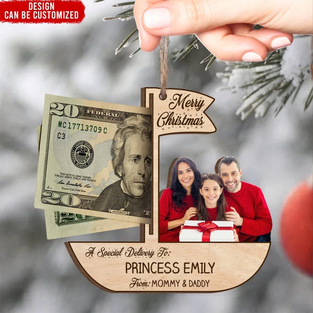 Personalized Christmas Boat Wooden Money Holder Ornament, Custom Photo Special Delivery Family Gift 686242 WFD