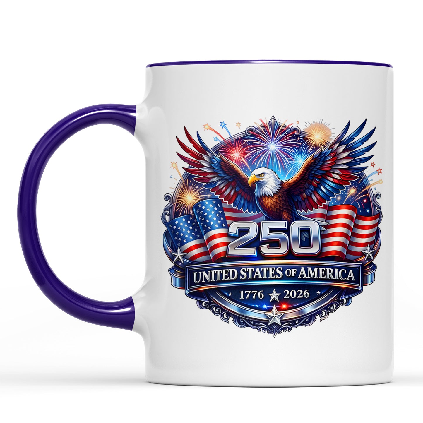USA 250 Years Anniversary Mug | Patriotic Eagle 1776–2026 Coffee Mug | 4th of July White Mug Accent Mug 684222