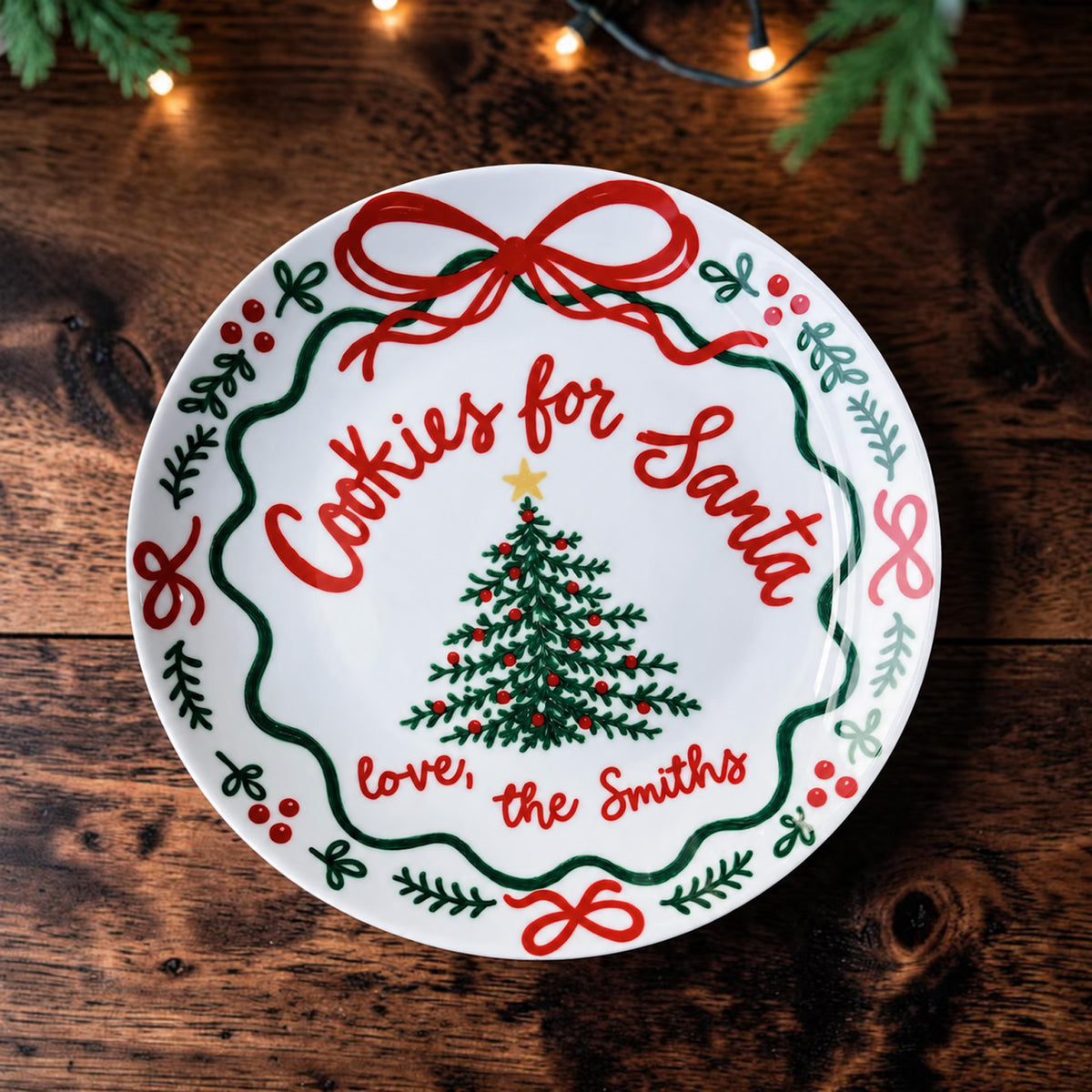Personalized Cookies for Santa Plate, Custom Family Name Christmas Cookie Plate, Christmas Housewarming Gift 686783