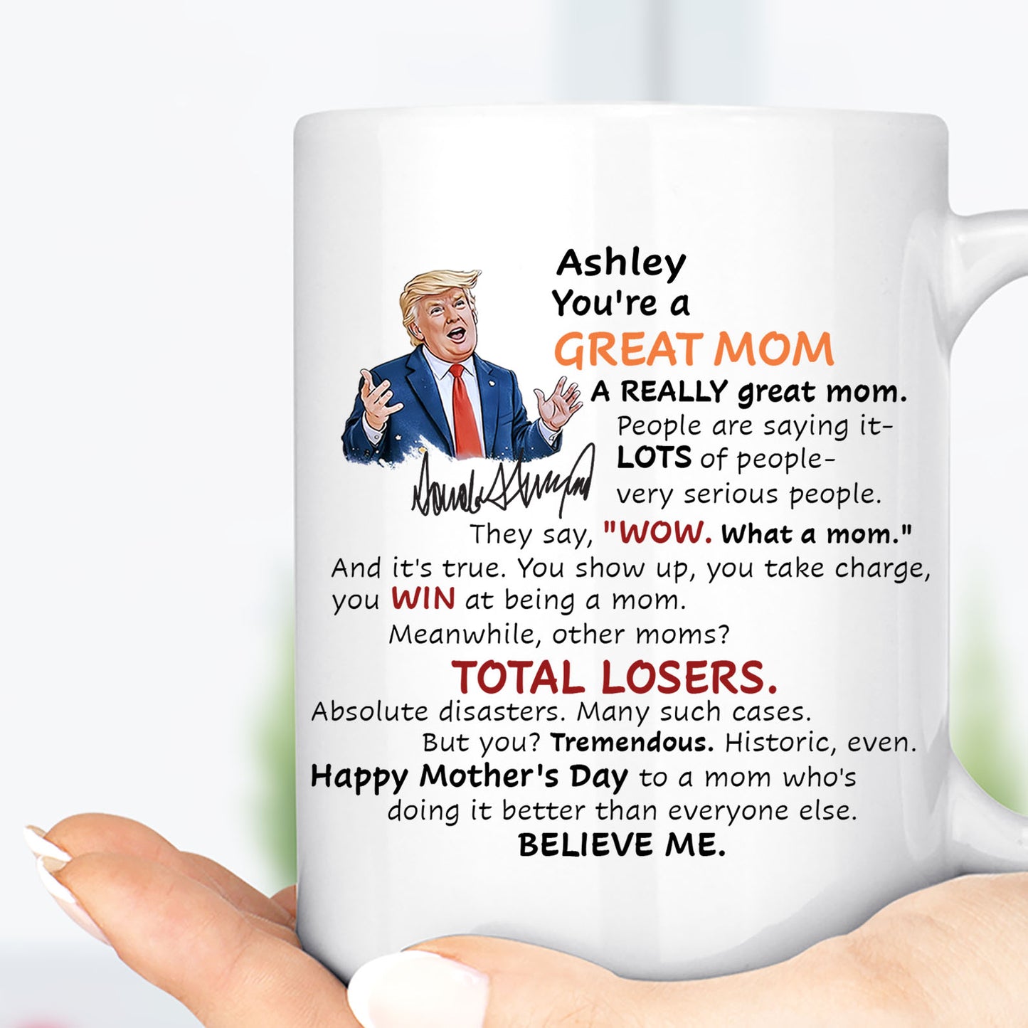 Personalized Funny Trump You're a Great Dad Mug, Father's Day Mother's Day Gift, White Mug Accent Mug 684854
