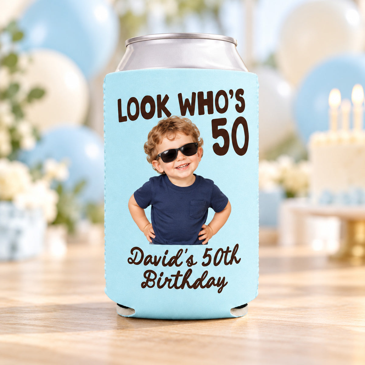 Personalized Birthday Can Cooler, Custom Photo Look Who's 30 40 50 Birthday Party Favors, Can Sleeve for Drinks 686860 WFD