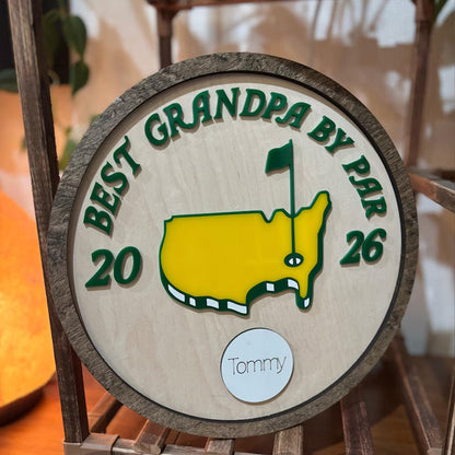Personalized Best Dad By Par 2 Layers Wooden Plaque, Custom Golf Ball Wooden Plaque, Father’s Day Gift 684992