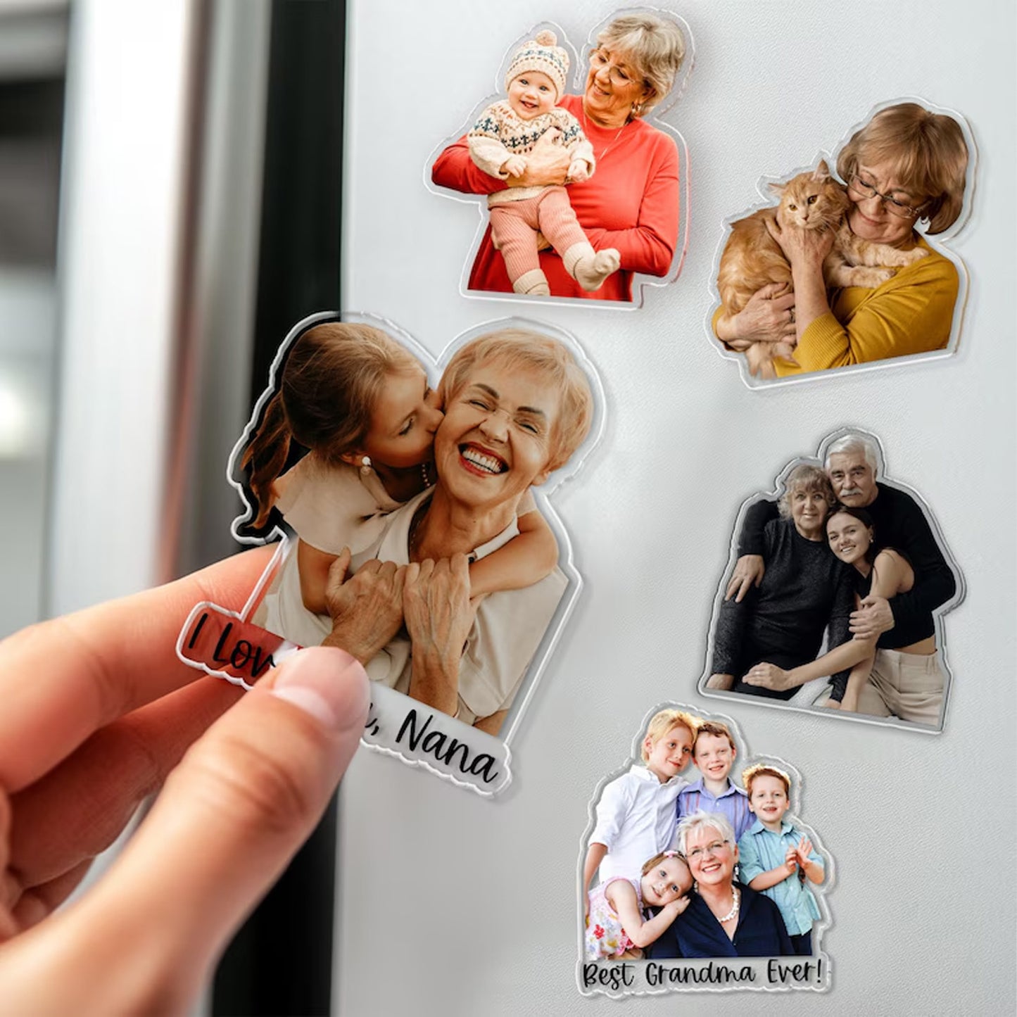Personalized Family Fridge Magnet, Custom Photo Gift for Grandma Grandpa, Nana Papa Gift 684947
