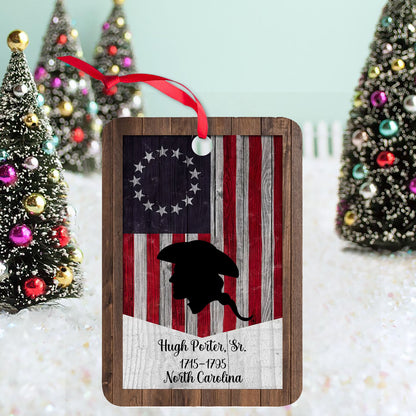 Custom Name Revolutionary Flag Wood Ornament | Personalized Patriotic Ornament 683487