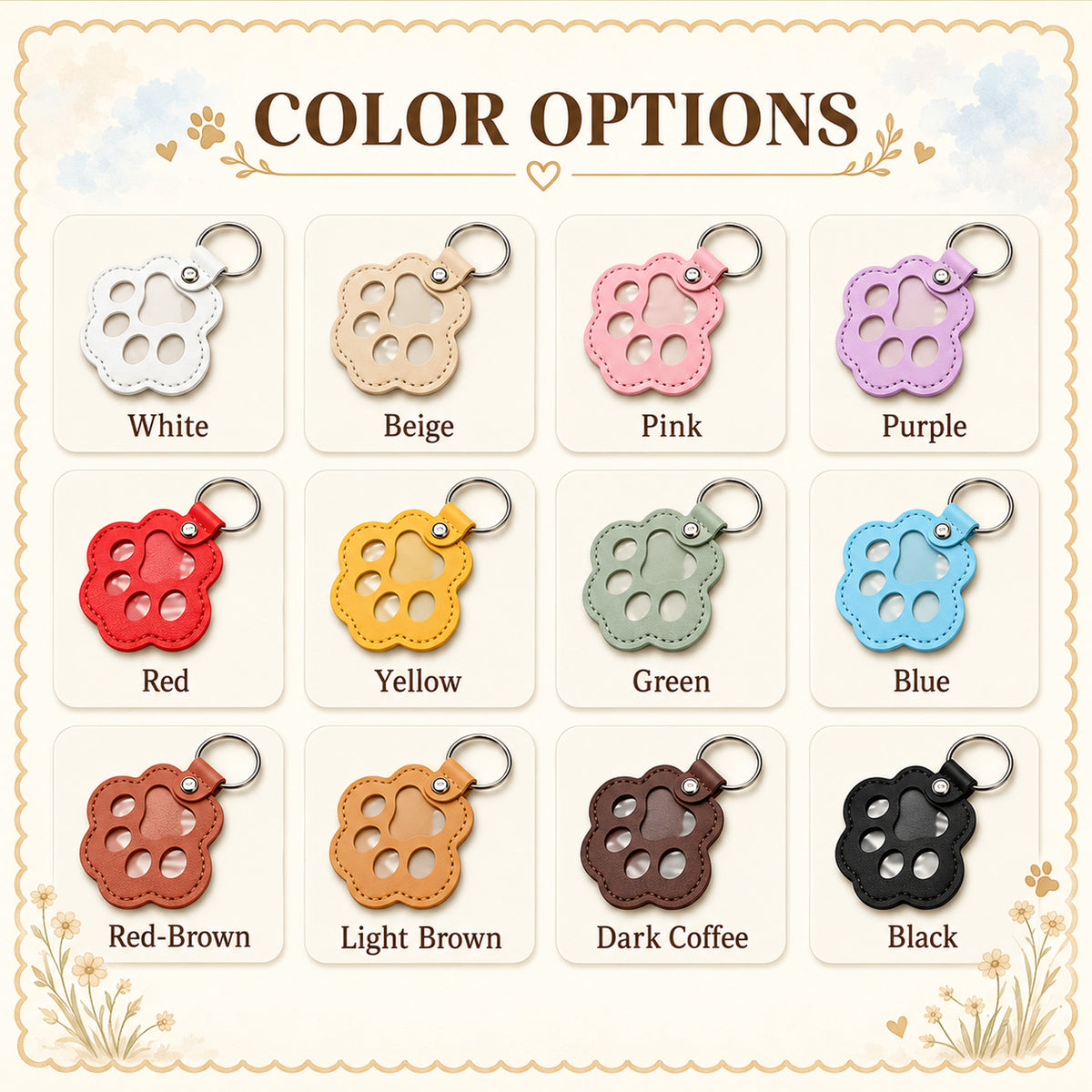 Personalized Pet Hair Memorial Leather Keychain, Custom Name Paw Print Fur Keepsake, Pet Loss Gift 686661 WFD