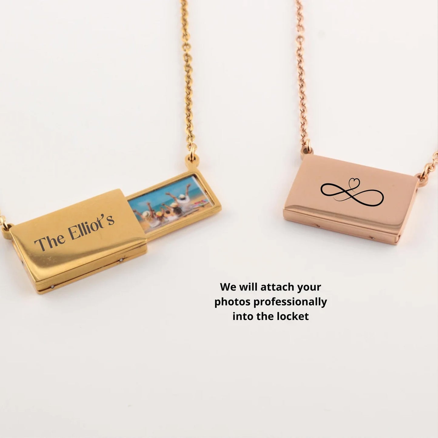 Personalized Photo Locket Necklace, Custom Heart Picture Pendant, Gold Photo Necklace Gift for Mom Her 685538 WFD