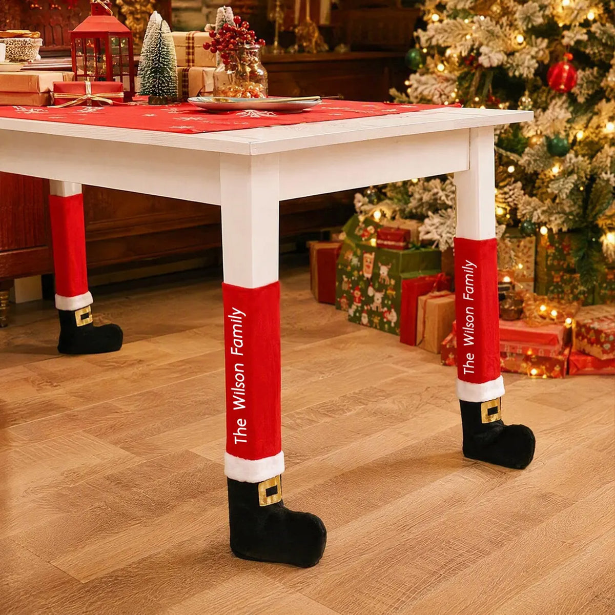 Personalized Christmas Table Leg Covers, Santa Boots Chair Leg Decor, Farmhouse Holiday Home Decor 686236 WFD