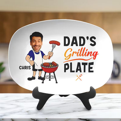 Custom Photo Papa’s Grilling Plate, Personalized Grandpa Serving Tray, Father’s Day Gift For Dad 685117