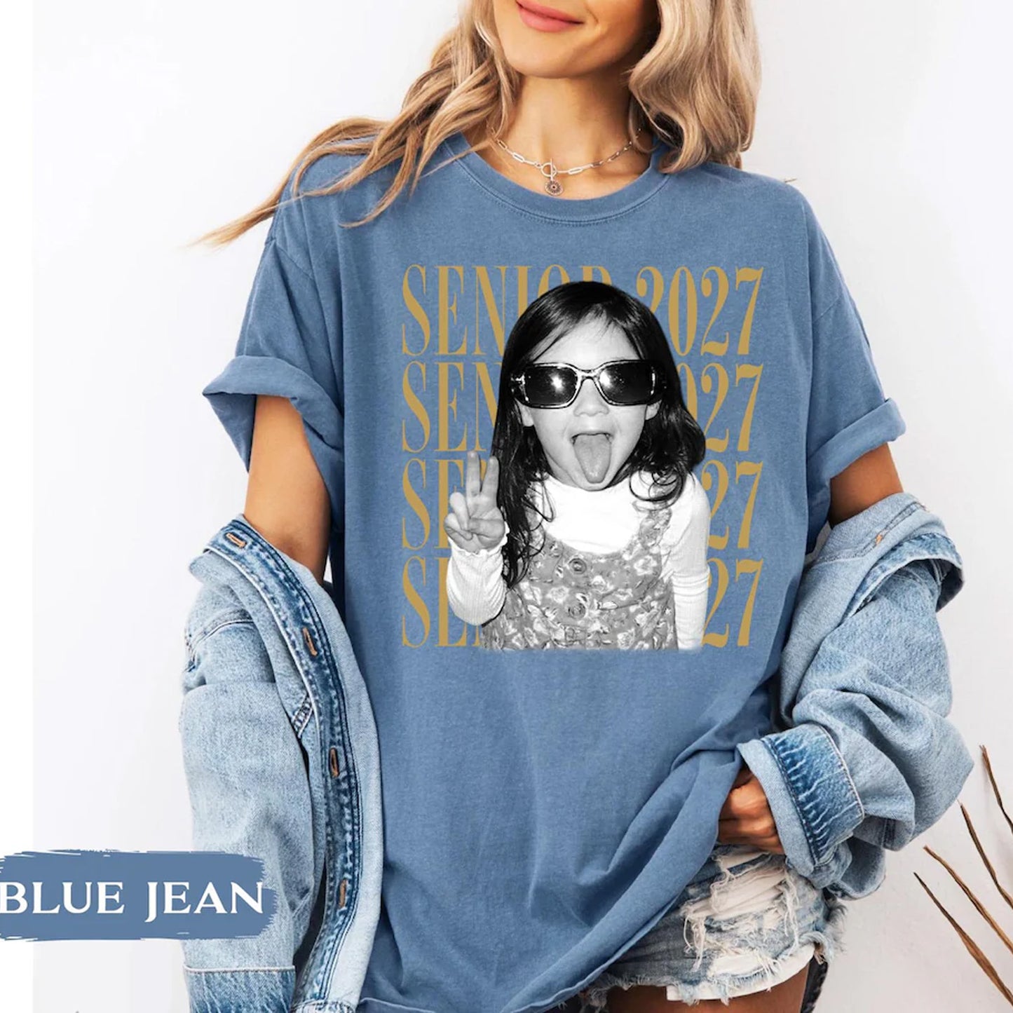Personalized Photo Senior 2027 Comfort Colors Shirt, Custom Class of 2027 Graduation Tee, Retro Graduate Gift 685636