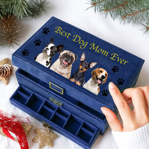 Custom Dog Photo Large Jewelry Box, Personalized Jewelry Storage Organizer for Women, Gift for Dog Mom 683870