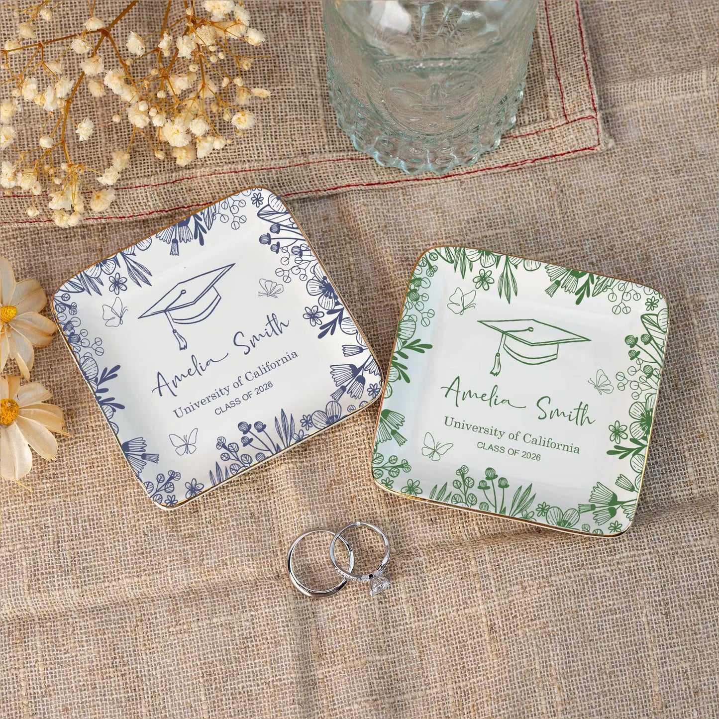 Personalized Graduation Jewelry Dish, Custom Name Trinket Dish, Ring Dish Gift for Daughter, Class of 2026 Gift 684746