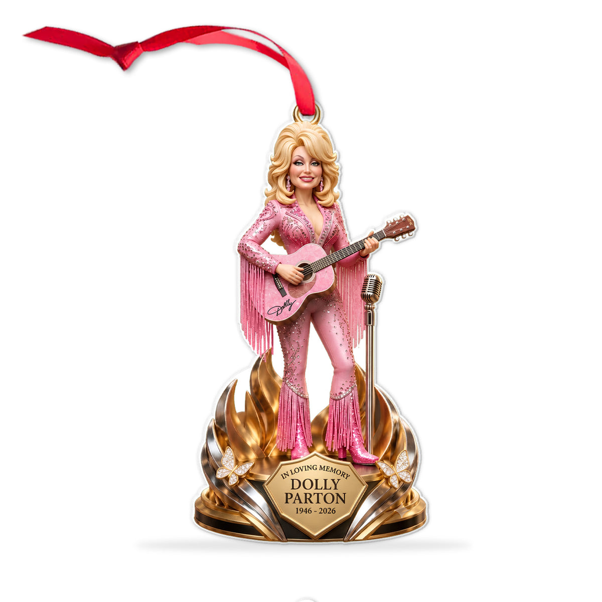 Dolly Parton Memorial Acrylic Ornament, In Loving Memory 1946–2026 Country Music Christmas Ornament 686303