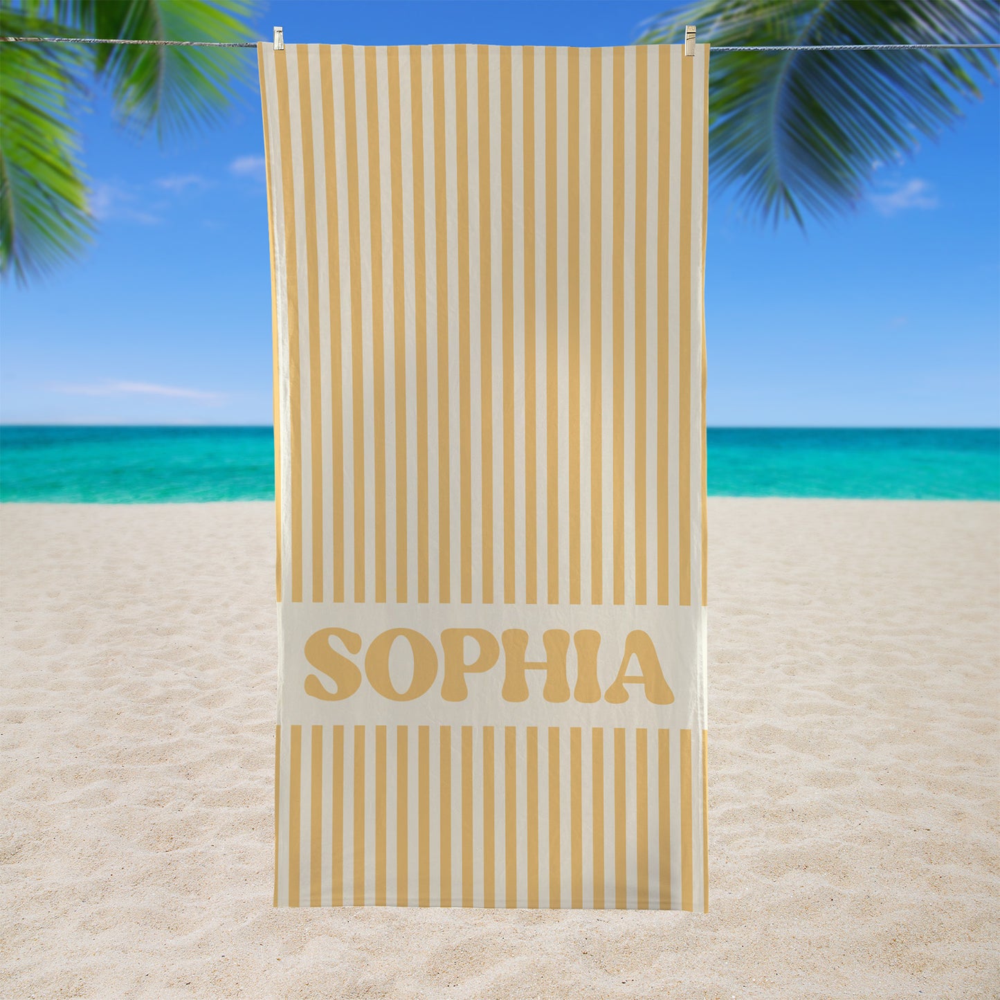 Personalized Groovy Striped Beach Towel, Custom Pool Towel, Bachelorette Party Favor, Retro Summer Beach Gift 684958