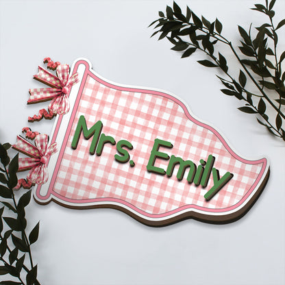 Personalized Teacher Name Wooden Sign, Custom Classroom Door Hanger, Back to School Teacher Gift 685725