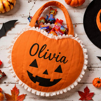 Personalized Pumpkin Trick or Treat Bag, Custom Halloween Candy Bag, Halloween Pumpkin Tote 685826 WFD