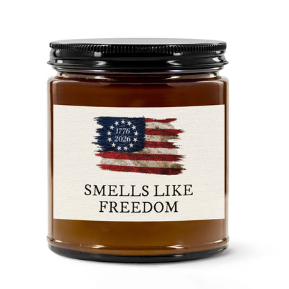 Smells Like Freedom Candle, 250 Years American Flag Patriotic Scented Candle, 4th of July Gift 685188