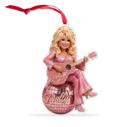 Dolly Parton Acrylic Ornament, Pink Disco Ball Country Music Ornament, Dolly Fan Christmas Gift 686094