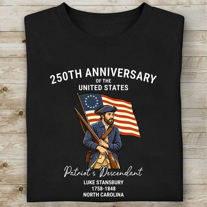 Personalized Patriot’s Descendant Shirt, Custom 250 Years USA Tee, 4th of July Independence Day Gift 684758