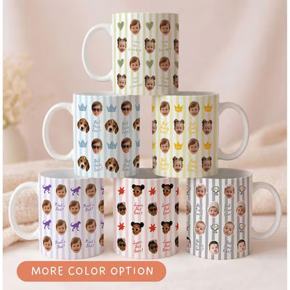 Personalized Baby Face Mug for Dad Grandpa, Custom Photo Coffee Cup, Father’s Day Gift, White Accent Mug 685077