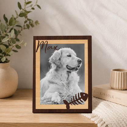 Personalized Pet Memorial Picture Frame, Custom Wooden Dog Photo Frame, Rainbow Bridge Pet Loss Gift 685446