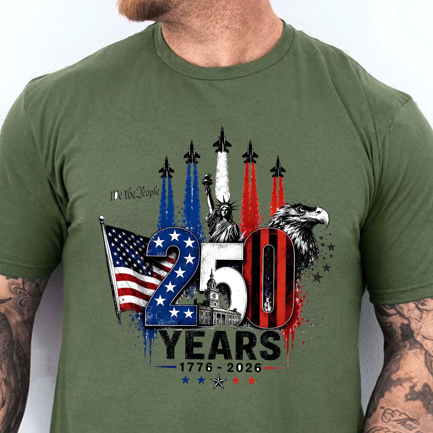 USA 250 Years Anniversary Shirt, Patriotic Jet Fighter Tee, 1776-2026 4th of July Shirt 685156