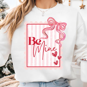 Be Mine Valentine Shirt, Coquette Postage Stamp Sweatshirt, Pink Bow Valentine’s Day Shirt, Trendy Romantic Tee 683973